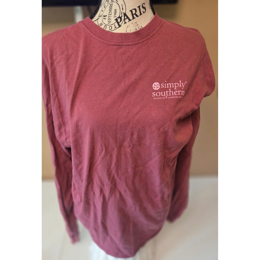 Simply Southern I Donut Care Long Sleeve Shirt Womens XL Maroon Graphic Tee
